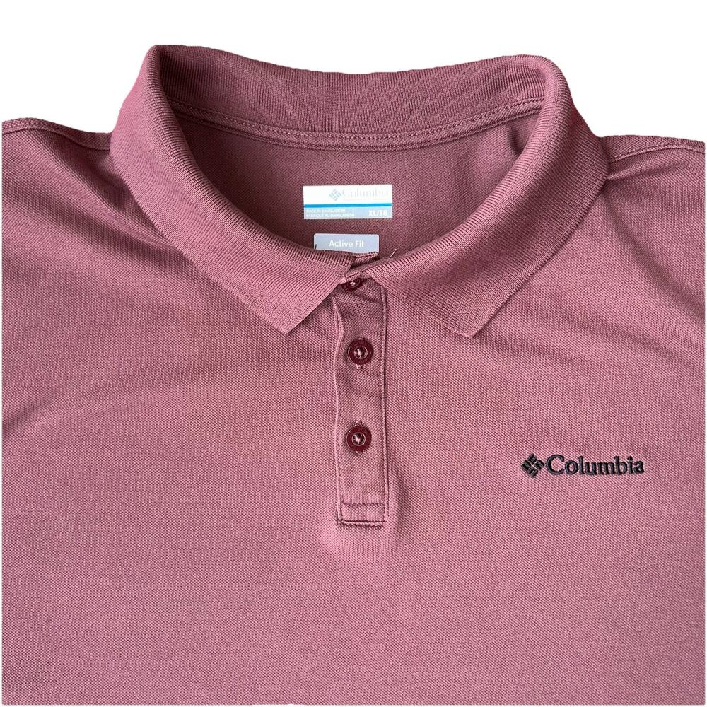 Columbia Polo Shirt Men's Size XL Active Fit Short Sleeve Golf Pink Mauve Casual